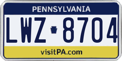 PA license plate LWZ8704