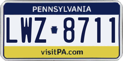 PA license plate LWZ8711