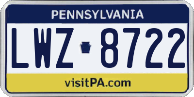 PA license plate LWZ8722