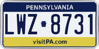 PA license plate LWZ8731