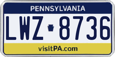 PA license plate LWZ8736