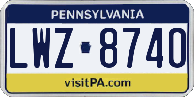 PA license plate LWZ8740