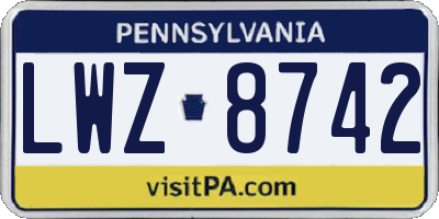 PA license plate LWZ8742