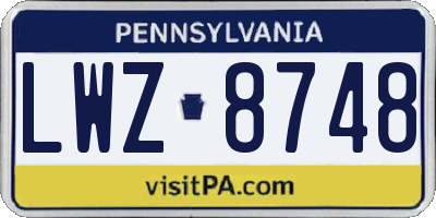PA license plate LWZ8748