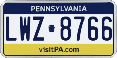 PA license plate LWZ8766