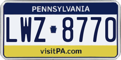 PA license plate LWZ8770