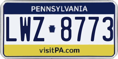 PA license plate LWZ8773