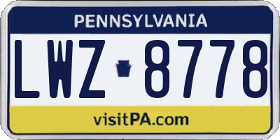 PA license plate LWZ8778