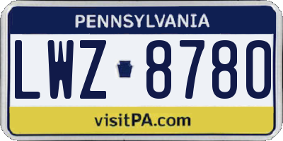 PA license plate LWZ8780