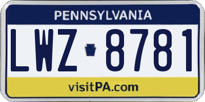 PA license plate LWZ8781