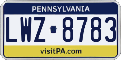 PA license plate LWZ8783