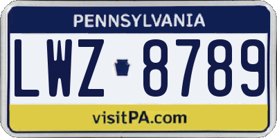 PA license plate LWZ8789