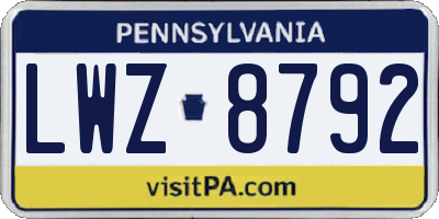 PA license plate LWZ8792