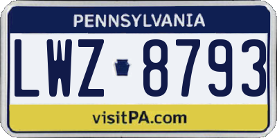 PA license plate LWZ8793