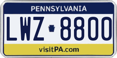 PA license plate LWZ8800