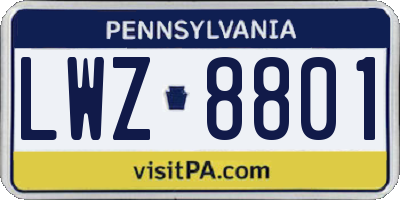 PA license plate LWZ8801