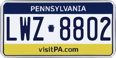 PA license plate LWZ8802