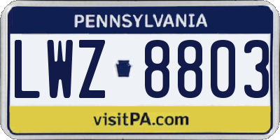 PA license plate LWZ8803