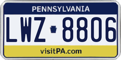 PA license plate LWZ8806