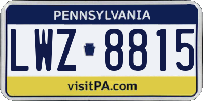 PA license plate LWZ8815