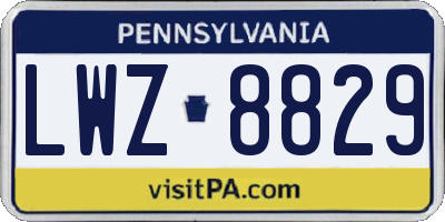 PA license plate LWZ8829