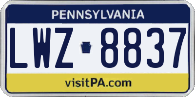 PA license plate LWZ8837