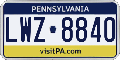 PA license plate LWZ8840