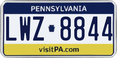 PA license plate LWZ8844