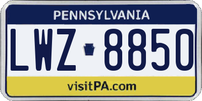 PA license plate LWZ8850
