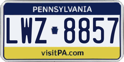 PA license plate LWZ8857
