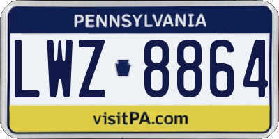 PA license plate LWZ8864