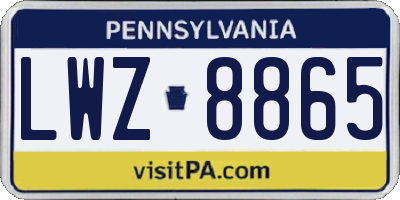 PA license plate LWZ8865