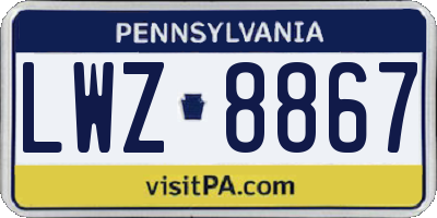 PA license plate LWZ8867