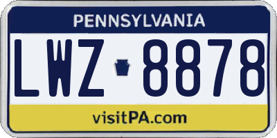PA license plate LWZ8878