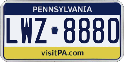 PA license plate LWZ8880