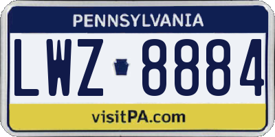 PA license plate LWZ8884