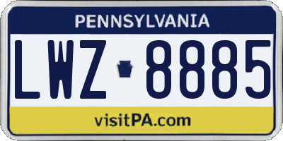 PA license plate LWZ8885