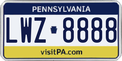 PA license plate LWZ8888