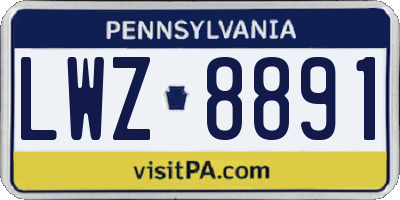 PA license plate LWZ8891