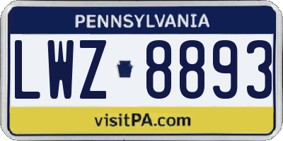 PA license plate LWZ8893