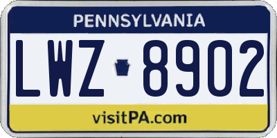 PA license plate LWZ8902