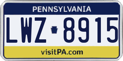PA license plate LWZ8915