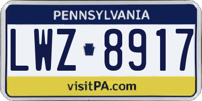 PA license plate LWZ8917