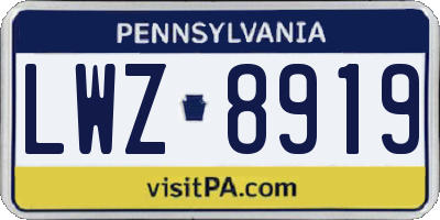 PA license plate LWZ8919