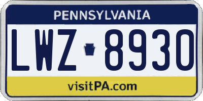 PA license plate LWZ8930