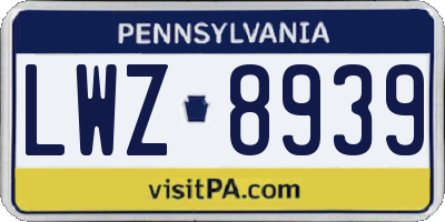 PA license plate LWZ8939