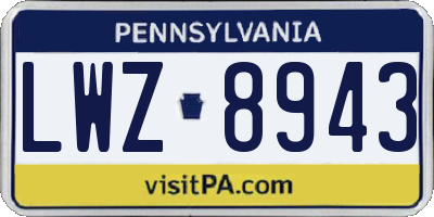 PA license plate LWZ8943