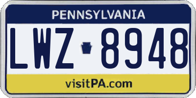 PA license plate LWZ8948