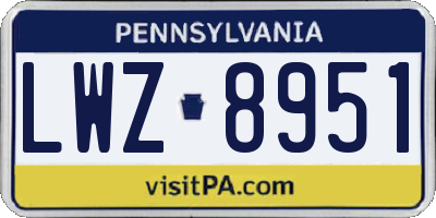 PA license plate LWZ8951