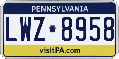 PA license plate LWZ8958
